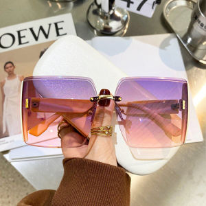 แว่นกันแดดไร้กรอบสำหรับผู้หญิงแว่นกรอบขนาดใหญ่แฟชั่นใหม่สไตล์ยุโรปและอเมริกาป้องกันรังสีอัลตราไวโอเลตปี2022