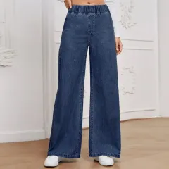 Wide leg Seluar jeans Perempuan Korean Style women's loose high waist  straight pants women Mopping Ladies Pants Baggy Celana Jeans Wanita Viral  Murah