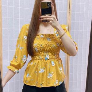 เสื้อสม้อก รอบตัว แขนสามส่วน ลายดอก อก40ยาว23