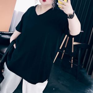 Size 4xl 150kg Womens Plus Size T Shirt Summer Casual Short Sleeve Tshirt Large Size Vneck Tops For Women Baju Perempuan Homewear Top 120kg 100kg
