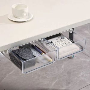 YUBAGUANB Clear Under Desk Drawer Large Storage Slide Out Tray Table Bottom Organizer Convenient Easy To Install Stationery Storage Tray Office Desk