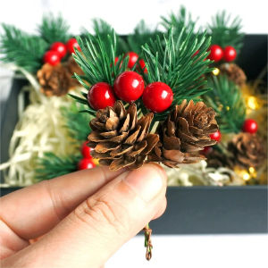 A Designer Christmas Decorations decorations pine cones branches needles red fruit pendants DIY handmade creative candy