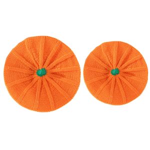 FXUP Pumpkin Shape Pumpkin Beret Acrylic Fiber Thick Parent Child Hat Cute Warm Knitted Hat Autumn Winter