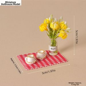 YUDESHUI Nhựa 1:12 Hoa thu nhỏ cho nhà búp bê Mini 1:12 Cây Lô Xanh Chất lượng cao Bàn trà cà phê mô phỏng bình hoa Phụ Kiện Nhà Búp Bê