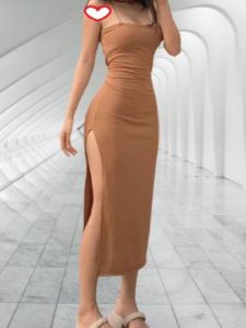 CLOTHINGHUB BROWN STRAPPY DRESS