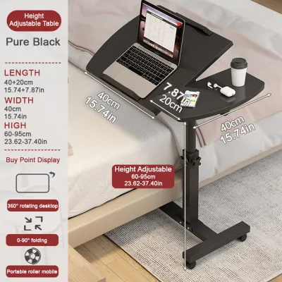 Bedside Laptop Sofa Side Table With Wheels Lifting Movable Study Meja Belajar Computer Desk Height Adjustable with Wheels foldable table