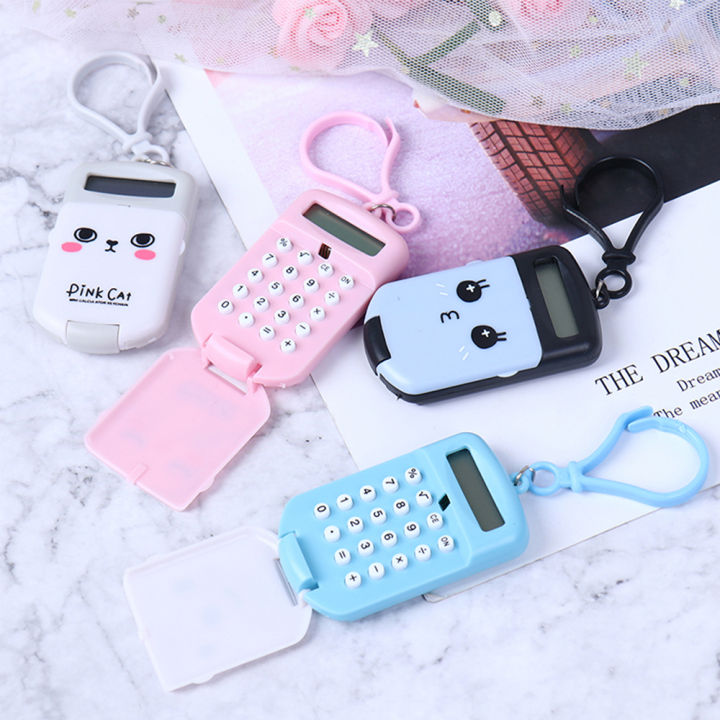 YIDIA Mini Cute 8 Display Digit Calculator Flip Cartoon Key Ring Bags ...