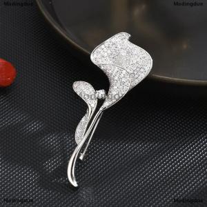 [COD] Modingdue Fashion Exquisite Shiny Rhinestone Tulip Brooches For Women Clothing Coat Jewelry Accessries Gift