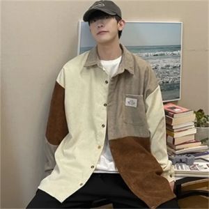 M-4XL Kemeja Pria Korduroi Lengan Panjang Polos Retro Longgar Top Jaket