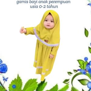 Gamis Bayi Anak Perempuan Gamis Anak Syari Baju Muslim Anak Perempuan Usai 0-2 Tahun