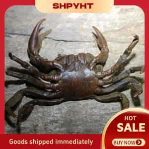 SHPYHT✨ 1Pcs Miniature Tea Pet Ornament Vintage Crab Simulation Animal Model Statue Figurine Antique Metal Crafts Desk Decoration