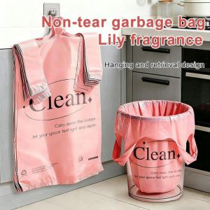 OUREAL 50Pcs Màu hồng. Túi đựng rác in hình Rút-Xé Đã được làm dày Túi đựng rác Túi Vest Nhà bếp