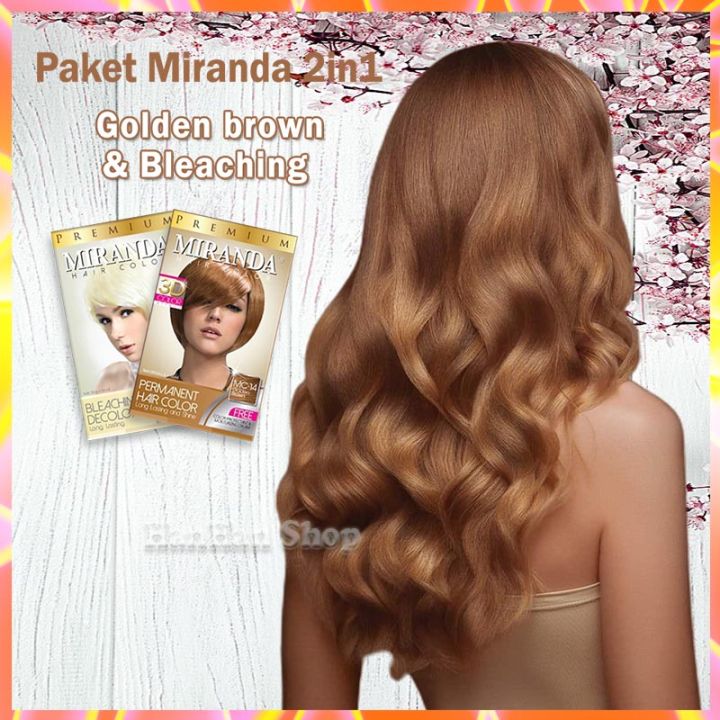 Cat Rambut Permanen Miranda Hair Color Semir Rambut Tahan Lama Paket Hemat 2in1 Miranda Golden Brown & Bleaching Cat Rambut Wanita Pewarna Rambut Permanen Halal Hair Color Miranda With Moisturizer Cream Pikok Rambut Warna Rambut Terbaru 2023
