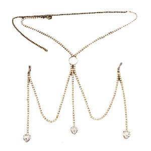 Fashionable Contemporary Bra Chain Silver/Gold M Figure Waterdrop Heart Body Decoration Party Wear Underwear Accessory