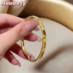 Heabety Cats Eye Bracelet With Wavy Pattern For Woman Luxury Bangle Party Banquet Jewelry Gift