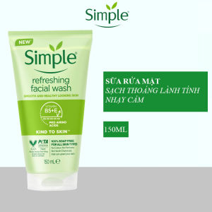 Sữa rửa mặt Simple cho da nhạy cảm Refreshing Facial Wash Gel sạch thoáng lành tính màu xanh lá