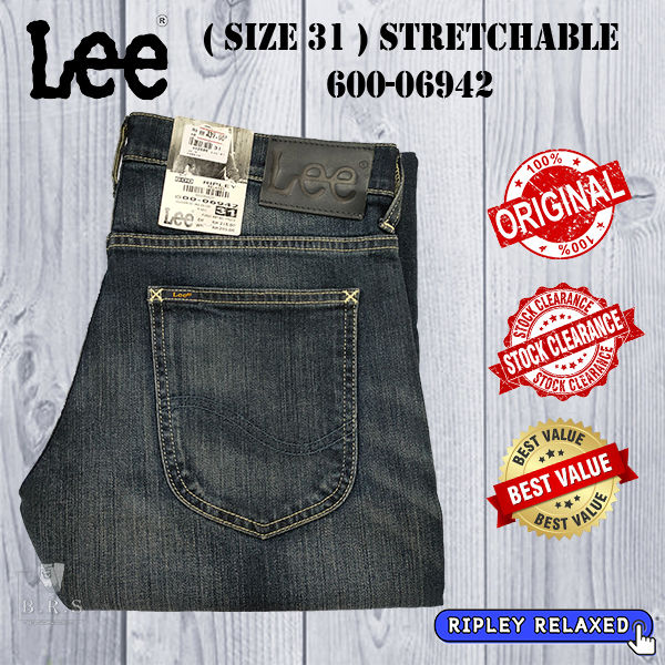 LEE SIZE 31 MEN S STRETCHABLE JEANS RIPLEY RELAXED SELUAR PANJANG JEANS LELAKI 600 06942 Lazada