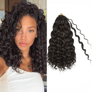 BNUE1 14 Strands Ngắn Tóc tết GoGo Curl Tóc xoăn bãi biển Tổng hợp Tóc tết móc Lông xù Sóng biển Tóc nối tết xoắn dành cho phụ nữ