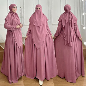 BISA COD! Set Dress/Set Gamis Syari+Hijab FK Kode VITARA Bahan Kringkel Airflow By Ory AjeZas Collec