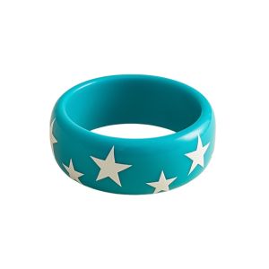 J9YXDU Korean Ins Y2k Star Bangle Resin Smudging Pentagram Hand Ring Simple Europe American Style Star Wide Bracelet Women