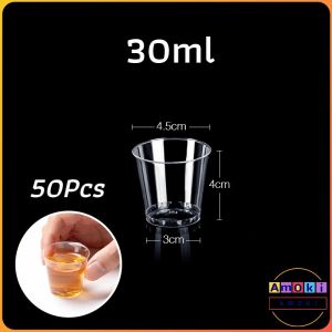 Amoki 50pcs Disposable Plastic Cup Transparent Household Meal Cup Wedding Cups 30ml 50ml