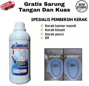 GLISBERS - GB Pro Pembersih Kerak Keramik Kamar Mandi dan WC Closet Jongkok Wastafel Toilet Ampuh isi 500 ML Free Kuas dan Pelindung Tangan