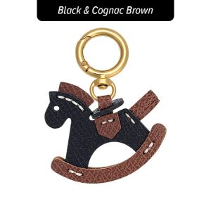Cho Longchamp túi nhỏ dễ thương Charm Ngựa bập bênh Da Thật Mặt Dây chuyền móc chìa khóa xe ô tô Túi xách nữ trang trí túi tự làm quà tặng