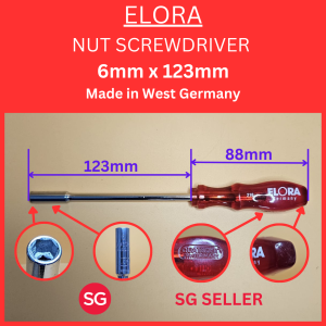 SG Stock : ELORA Nut Screwdriver 6mm. Made in West Germany. Can use to open screw from cupboards