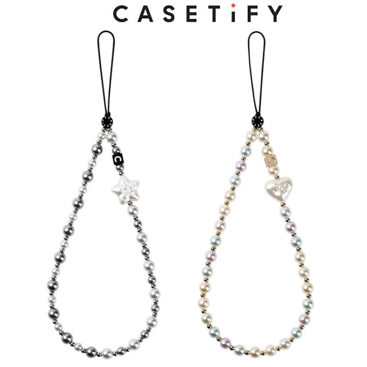 スマホアクセサリー CASETiFY Pearl Phone Charm Silver CASETiFY Pearl Phone Strap Charm - Universal Phone Lanyard