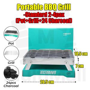 Portable BBQ Charcoal Grill Disposable BBQ Grill |Fast Ignition Charcoal Grill for Indoor and Outdoor Picnic |Stainless Steel Barbecue Pot | BBQ Pit
