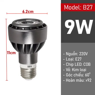 Đèn Led chiếu rọi điểm COB siêu sáng 800Lm Đui xoáy E27 công suất 7W 9W 12W 15W - 220V Vỏ nhôm định hình tản nhiệt