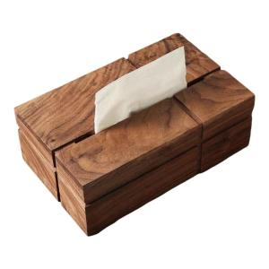 Handcrafted Walnut Tissue Holder Link Opening Design Easy Access Storage Box For Countertop Desk Shelf Organizing
