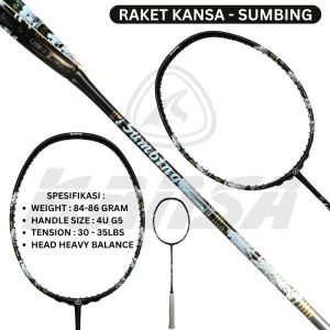 Racket Badminton Kansa Sumbing Racket Badminton Black White 30Lbs 100% Full Carbon Professional Racquet Tournament