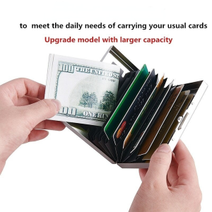 HIONE Card Holder RFID Blocking Anti-theft Business Stainless Steel Slim Minimalist Design