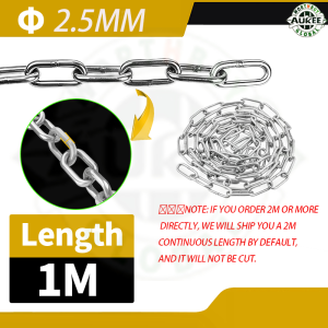 304 Stainless Steel Chain 1M×3/4mm High Strength Lifting Chain for Pulling/Dog Chain/Swing Chain