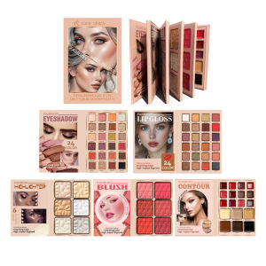 Professional Multi Color Eyeshadow Palette Blush Contour Makeup Kit Makeup Fivelayer Eyeshadow Palette Book Style Case Fine Texture Cosmetic Set For Daily Beauty Makeup