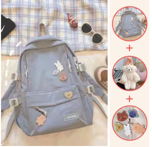 Larkair Ready Stock Schoolbag Womens Korean Harajuku ulzzang high school students versatile ins style backpack women Casual beg