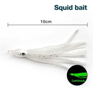 10CM/3.9inch Fluorescent Squid Skirts Octopus Lures Soft Fishing bait Saltwater Trolling Lure Luminous Casting Jig Baits
