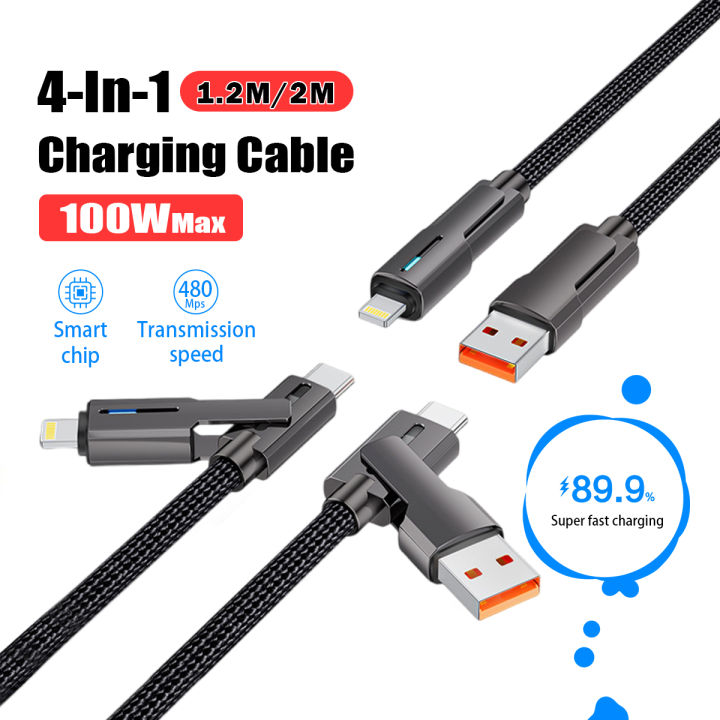 Multifunction Data Cable 4 In 1 Fast Charging Cable PD 27W Type C 65W USB to Type C/ IOS to Type ...