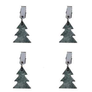 4pcs Marble Tablecloth Clamps Christmas Tree Shaped Table Cover Clips Decorative Stone Weights for Securing Linens