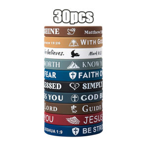 30Pcs Wearable Religious Silicone Wristbands nspirational Bible Verse Bracelets