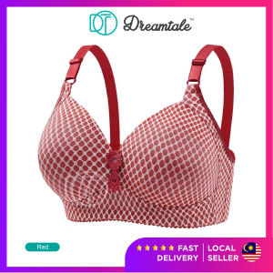 [Plus Size CDE Cup] Dreamtale Baju Dalam Wanita Women Bra Textured Wireless Bra Push Up Bra Coli Wanita WCO304