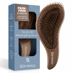 Detangler Brush Hair Brush for Women Men & Kids - Detangling Hair Brush for Curly Thick Fine & Wavy Hair - Anti-Breakage Wave Brush Pain-Free Hairbrush Special Edition Burgundy