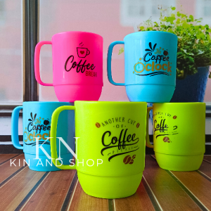 12 PCS CANGKIR KOPI PLASTIK KARAKTER TEBAL TAHAN PANAS