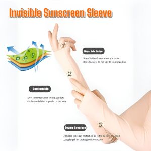 UPF50+ Invisible Sunscreen Seamless Ice Sleeves Cooler Ice Silk Fabric Anti-Ultraviolet Arm Gloves For Outdoor Sports Driving