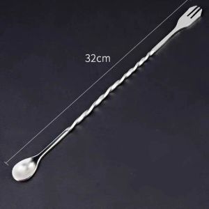 1Pc Thickening multifunction Double Ended Stainless Steel Stirring Spoon Milk Tea Stirrer Spoon