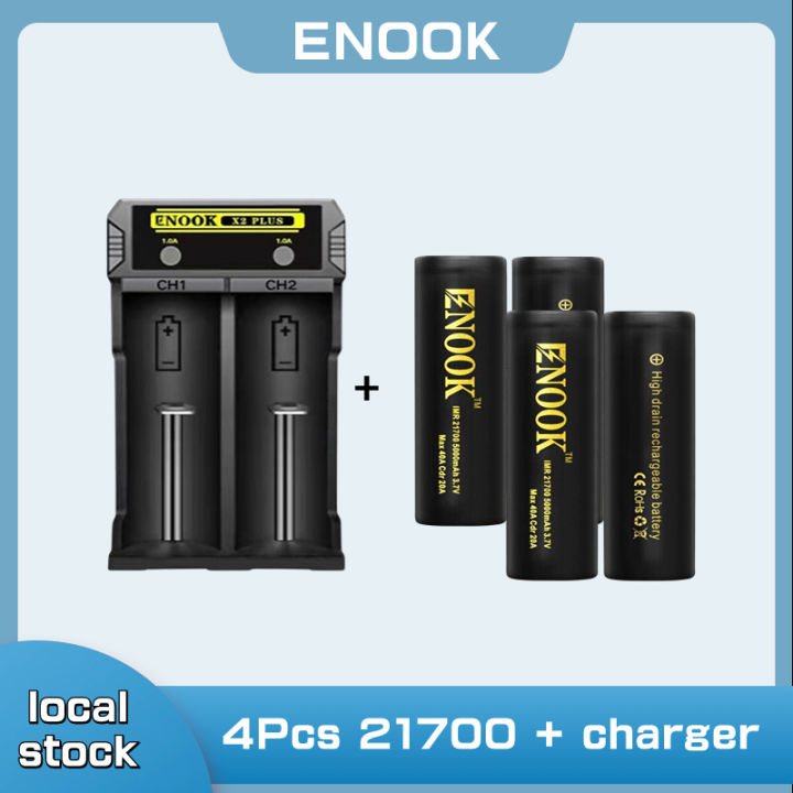 Enook X2 PLUS Quick Charging Battery USB Charger for 21700 Batteries