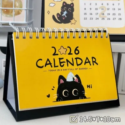 ALTTER Coil 2026 Desk Calendar Desktop Decoration Portable Mini Calendar Cartoon Cute Cat Daily Planner Office School Supplies
