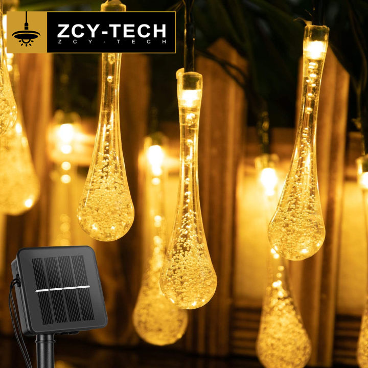 ZCY LED Outdoor Water Drops Solar Lamp String Lights 22M 200LEDs