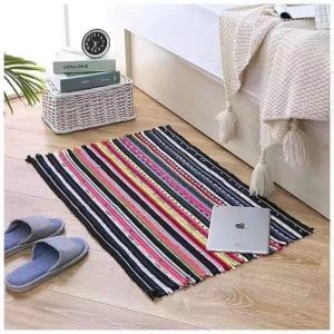 Fu billion Premium quality of hand woven string door mat multi color stripes and checked cotton floor mats